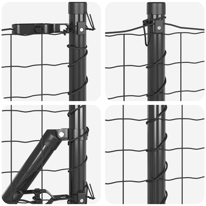 vidaXL Zaun mit Pfosten Grau 0,4 x 50 m Stahl und PVC
