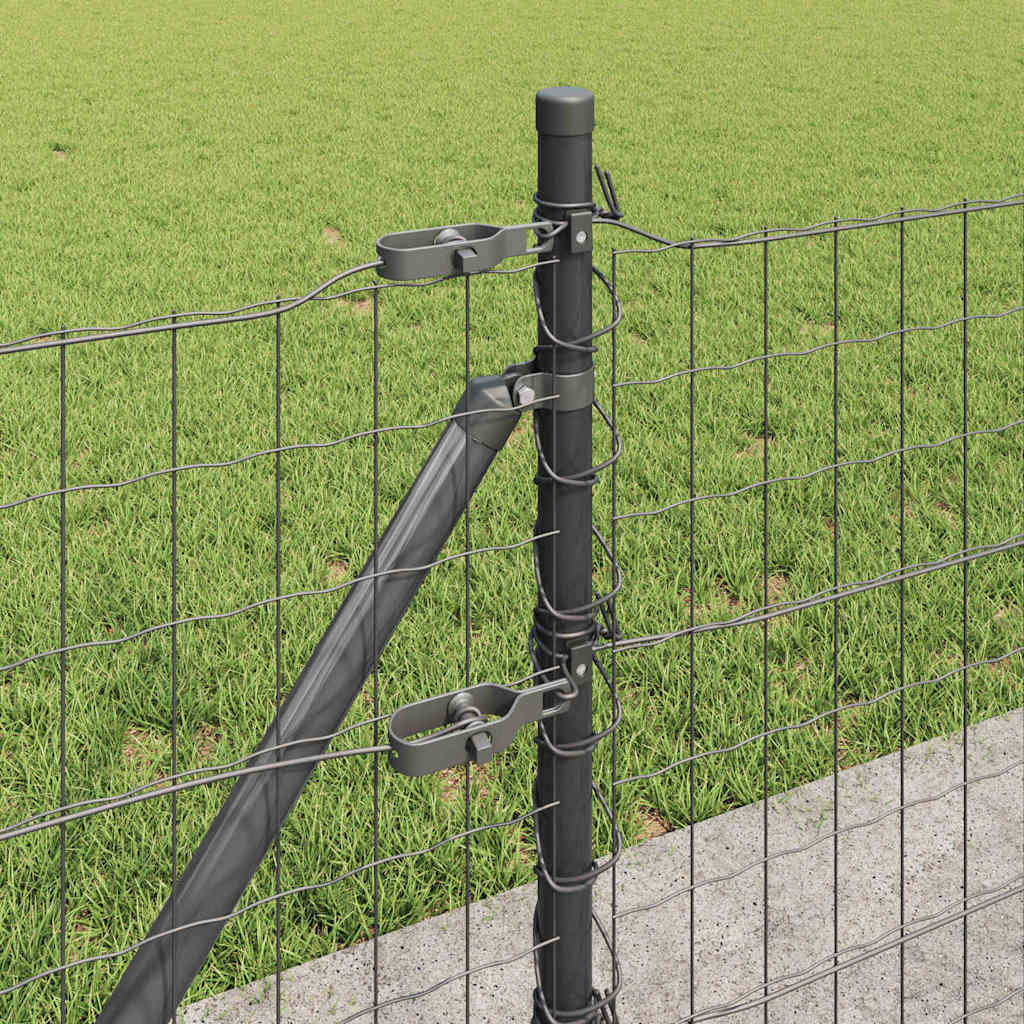 vidaXL Zaun mit Pfosten Grau 0,6 x 50 m Stahl und PVC