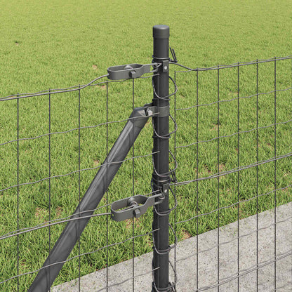 vidaXL Zaun mit Pfosten Grau 0,6 x 50 m Stahl und PVC