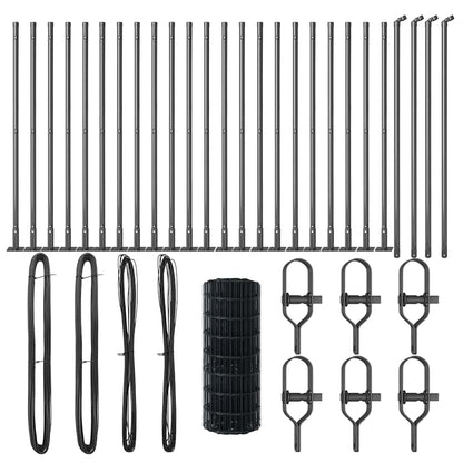 Zaun mit Pfosten Grau 0,4 x 50 m Stahl und PVC