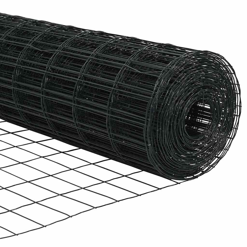 vidaXL Zaun mit Pfosten Grau 0,6 x 50 m Stahl und PVC