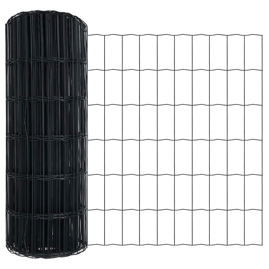 vidaXL Zaun mit Pfosten Grau 0,6 x 50 m Stahl und PVC