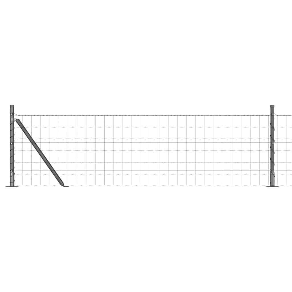 vidaXL Zaun mit Pfosten Grau 0,6 x 50 m Stahl und PVC