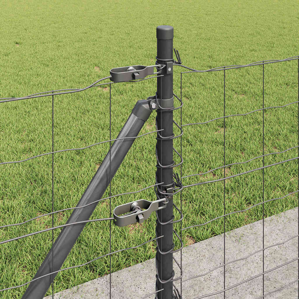 vidaXL Zaun mit Pfosten Grau 0,4 x 50 m Stahl und PVC