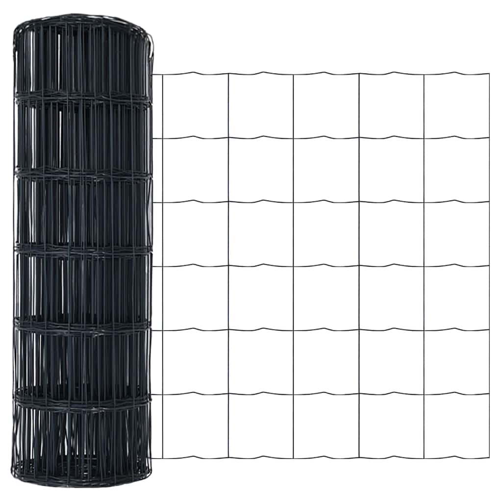 vidaXL Zaun mit Pfosten Grau 0,4 x 50 m Stahl und PVC