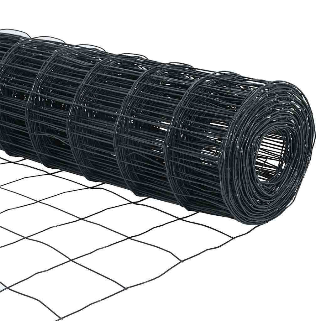 vidaXL Zaun mit Pfosten Grau 0,6 x 50 m Stahl und PVC