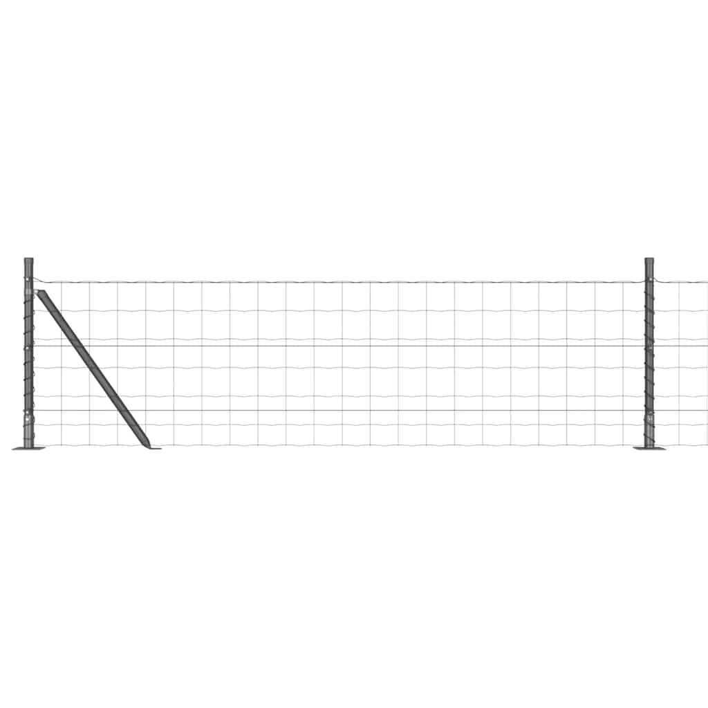 vidaXL Zaun mit Pfosten Grau 0,6 x 50 m Stahl und PVC