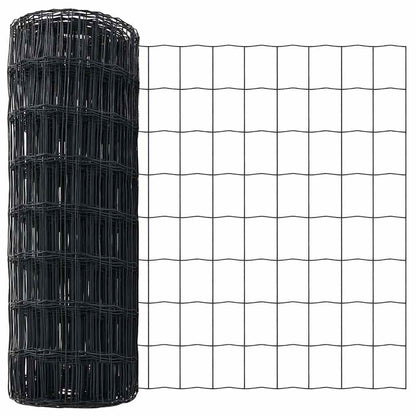 vidaXL Zaun mit Pfosten Grau 0,6 x 10 m Stahl und PVC