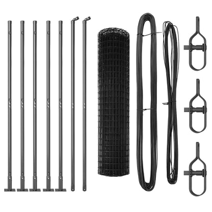 Zaun mit Pfosten Grau 1 x 10 m Stahl