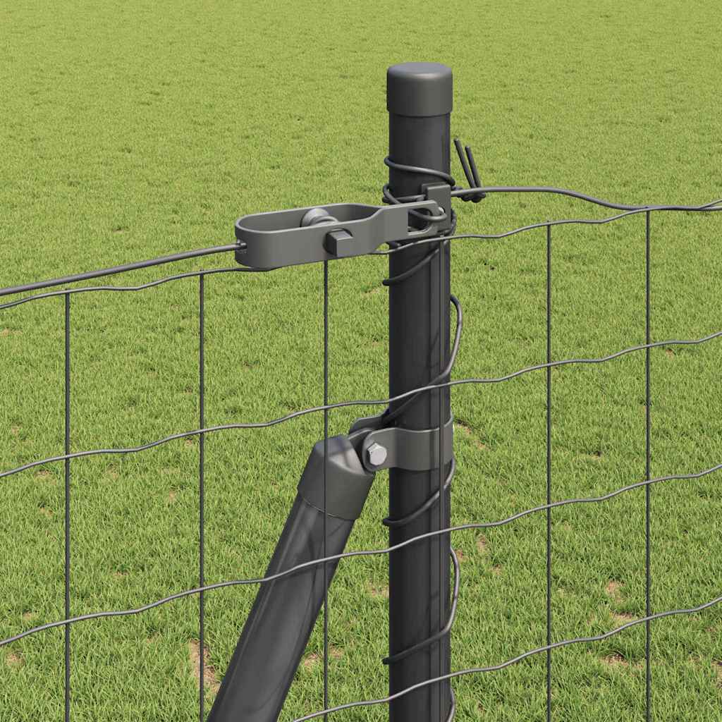 vidaXL Zaun mit Pfosten Grau 1,4 x 10 m Stahl und PVC