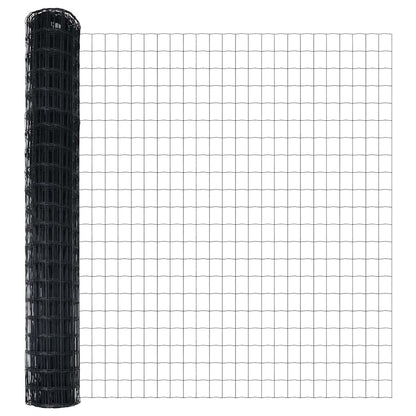 vidaXL Zaun mit Pfosten Grau 1,4 x 10 m Stahl und PVC