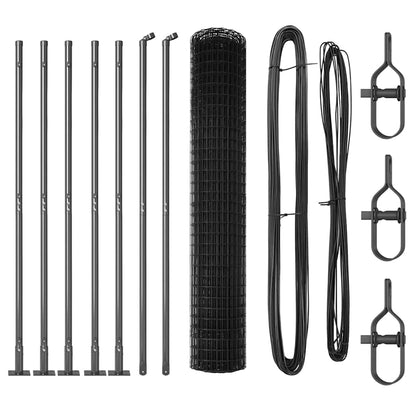 Zaun mit Pfosten Grau 1,6 x 10 m Stahl und PVC