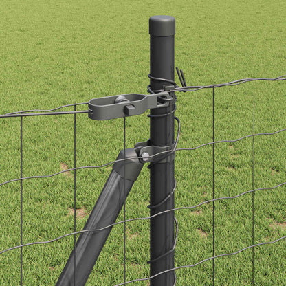 vidaXL Zaun mit Pfosten Grau 0,8 x 25 m Stahl