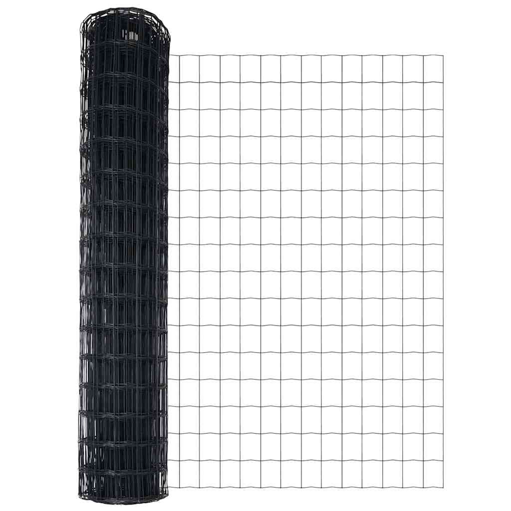 vidaXL Zaun mit Pfosten Grau 0,8 x 25 m Stahl