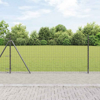 Zaun mit Pfosten Grau 1 x 25 m Stahl