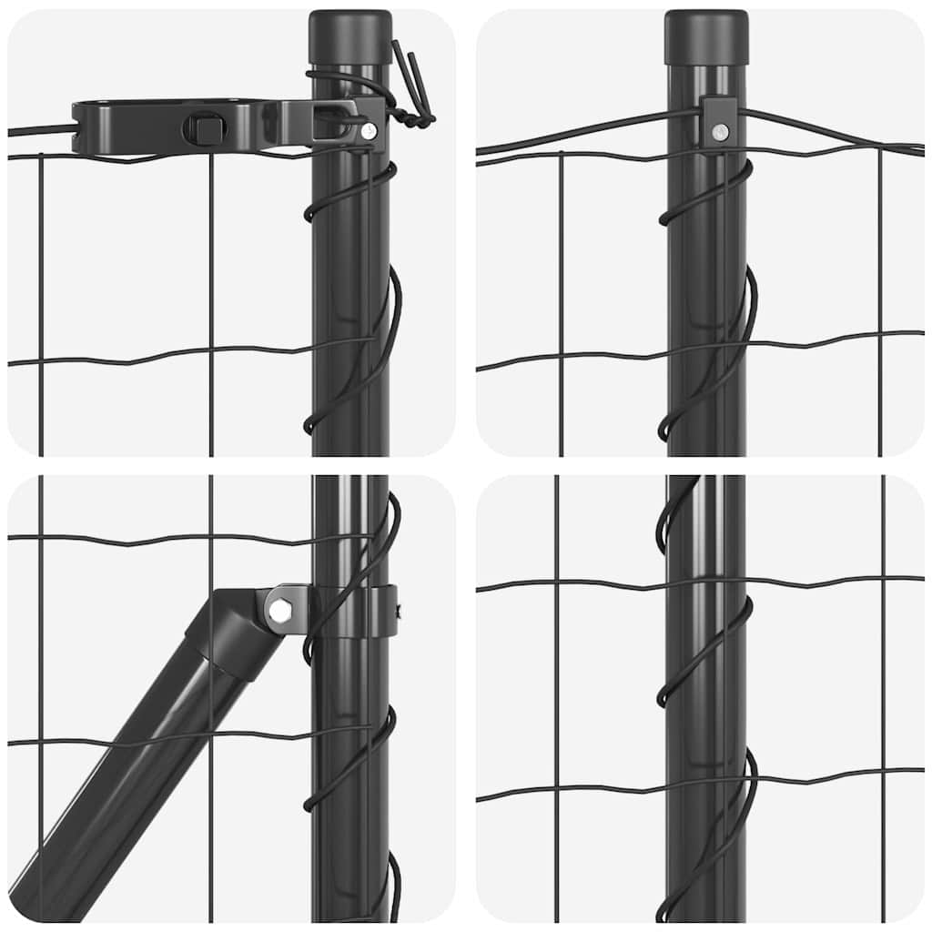vidaXL Zaun mit Pfosten Grau 0,6 x 50 m Stahl und PVC