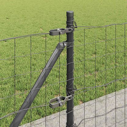 vidaXL Zaun mit Pfosten Grau 0,6 x 50 m Stahl und PVC