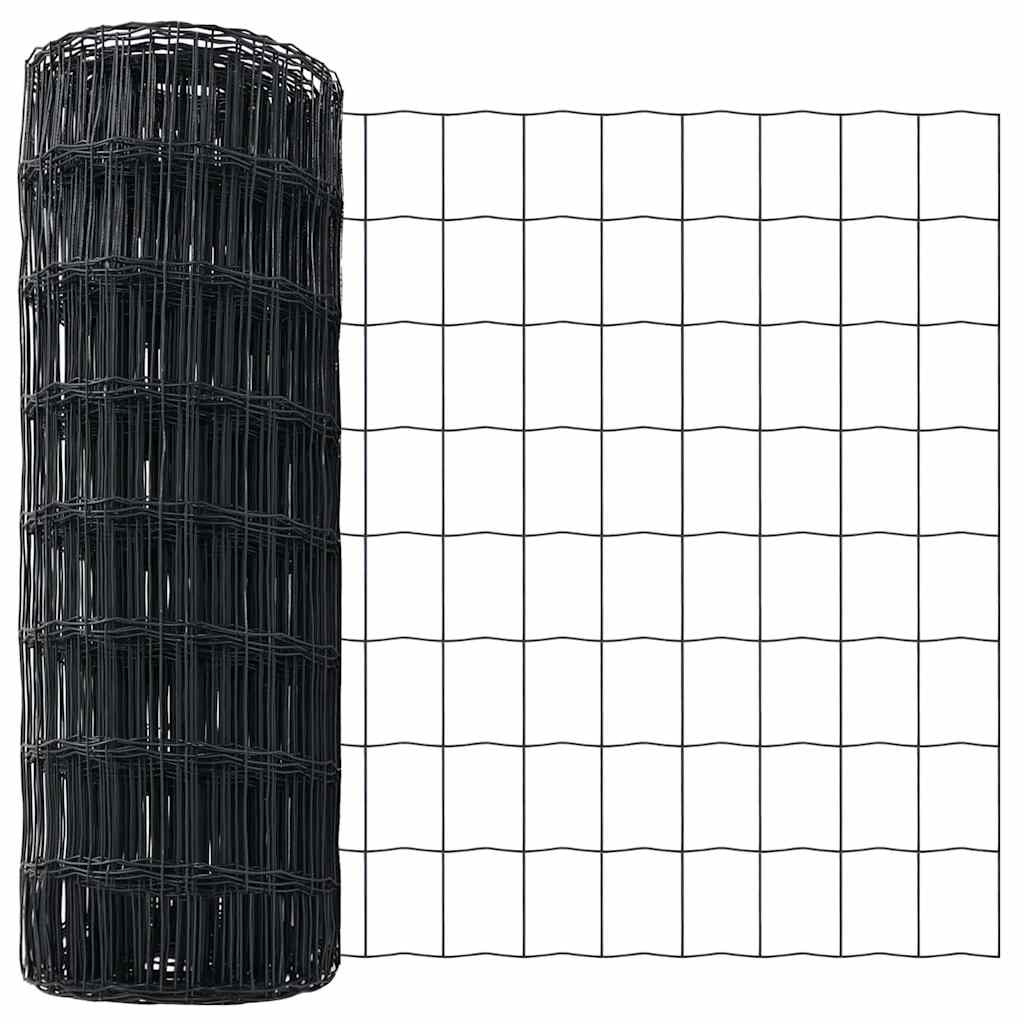 vidaXL Zaun mit Pfosten Grau 0,6 x 50 m Stahl und PVC
