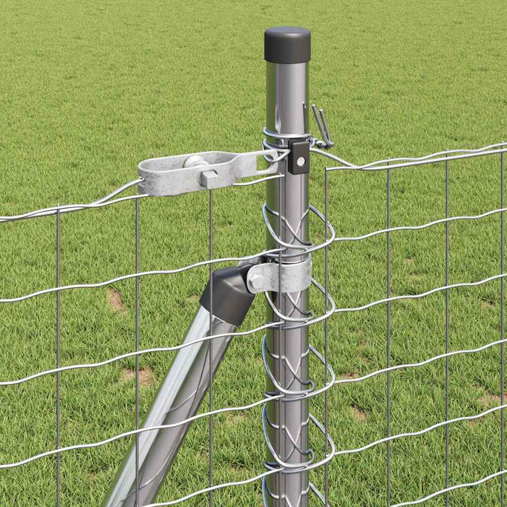 vidaXL Zaun mit Pfosten Silber 0,8 x 10 m Stahl