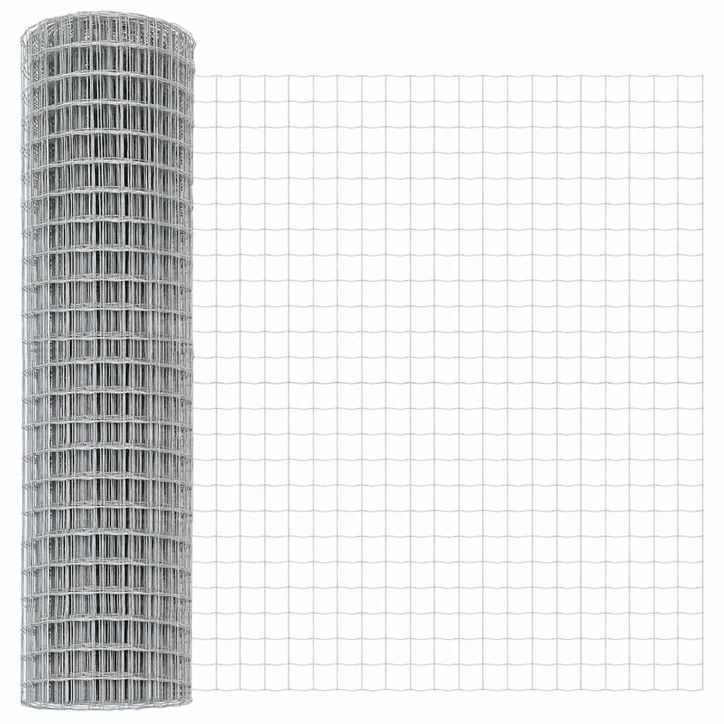 vidaXL Zaun mit Pfosten Silber 1 x 10 m Stahl