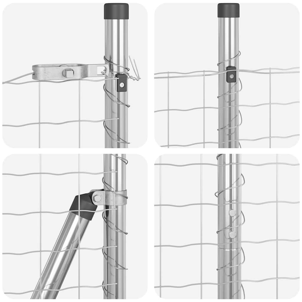 vidaXL Zaun mit Pfosten Silber 1,4 x 10 m Stahl