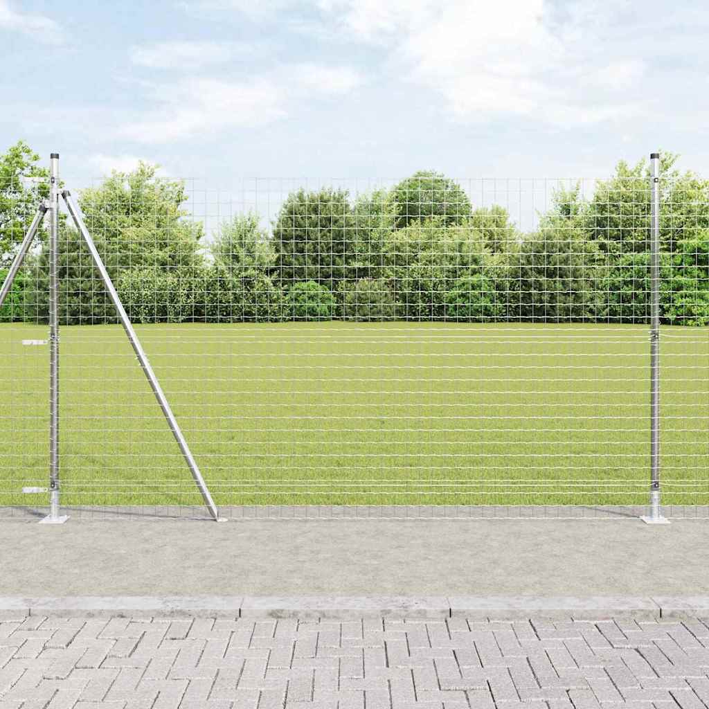 vidaXL Zaun mit Pfosten Silber 1,5 x 10 m Stahl