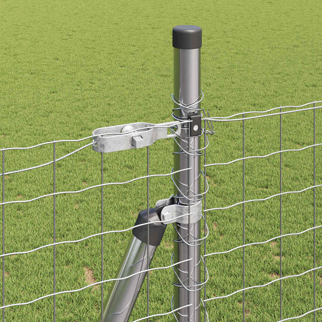 Zaun mit Pfosten Silber 1,6 x 10 m Stahl