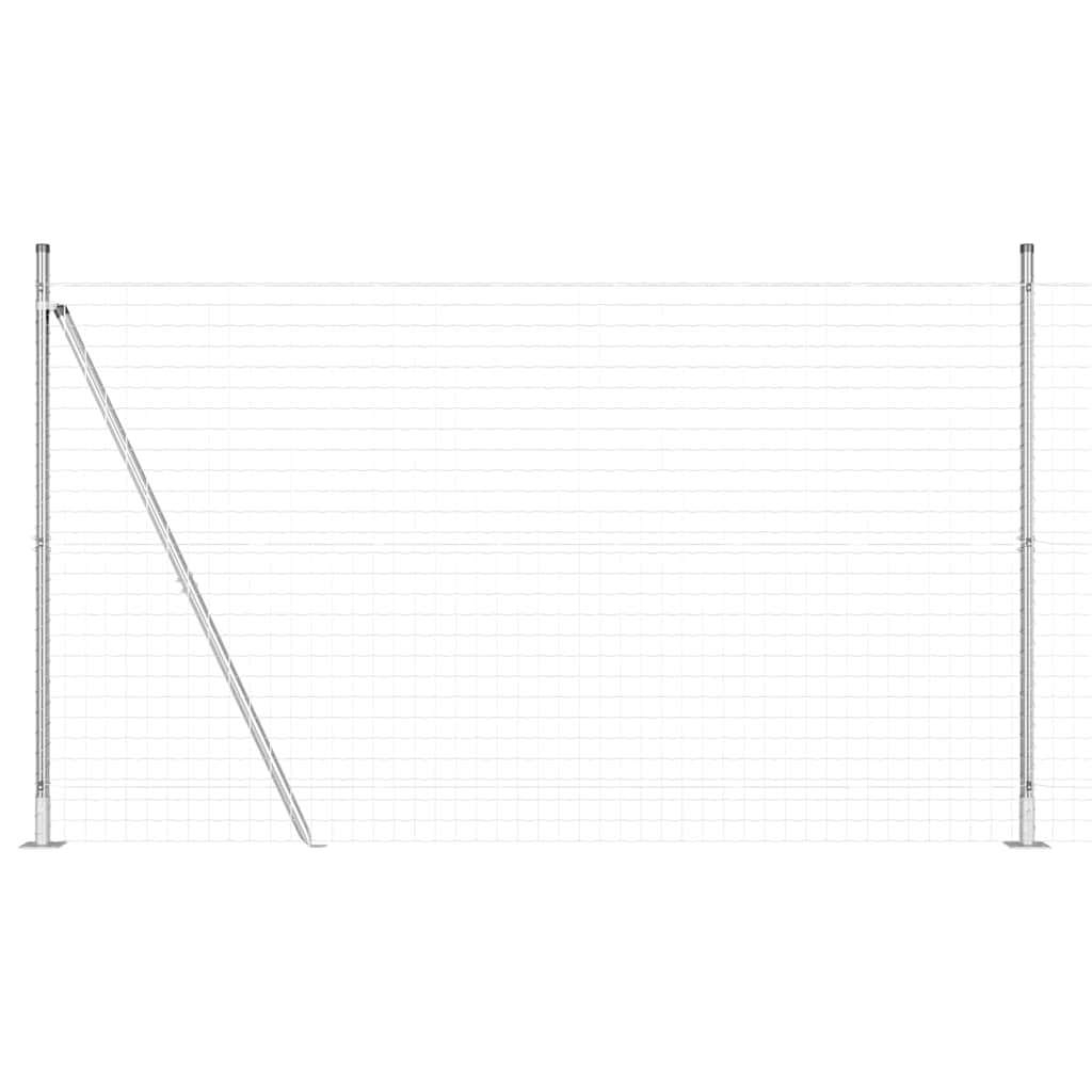 Zaun mit Pfosten Silber 1,6 x 10 m Stahl