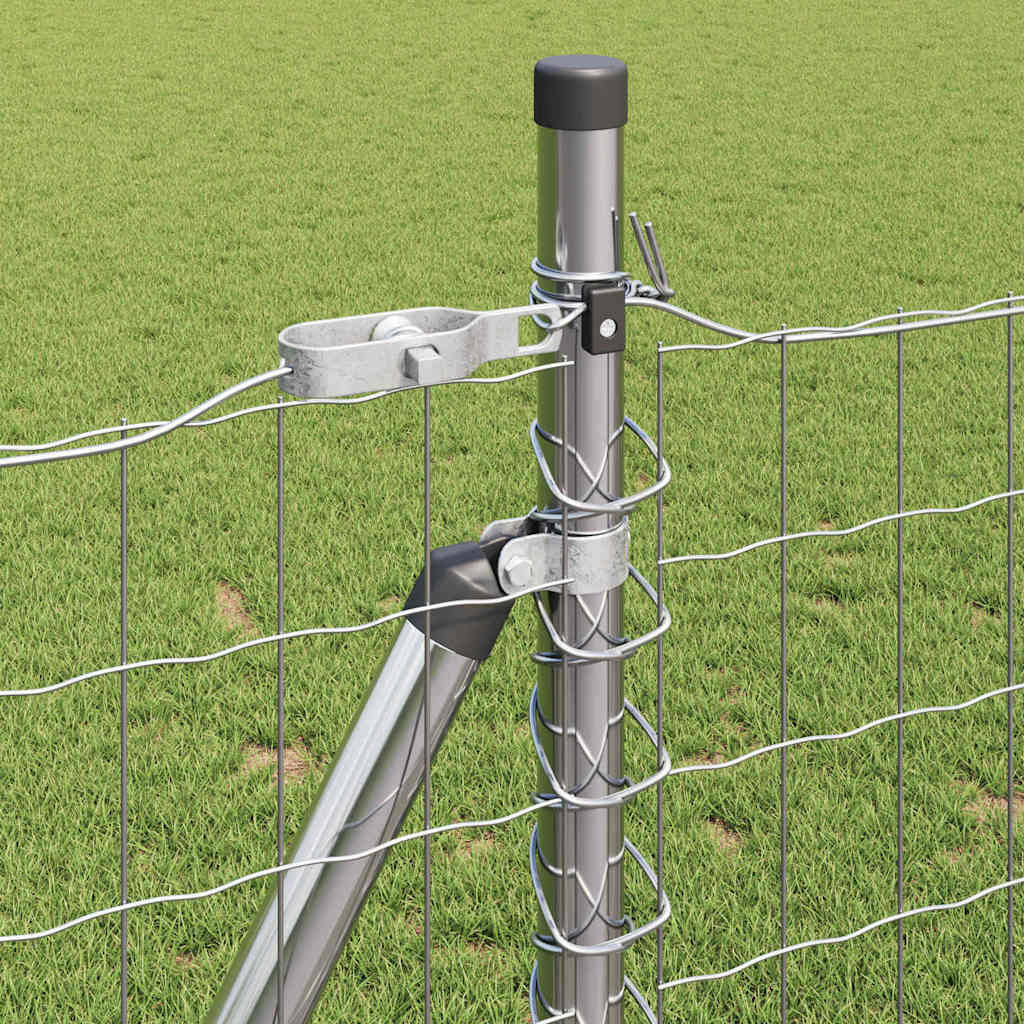 vidaXL Zaun mit Pfosten Silber 0,8 x 10 m Stahl
