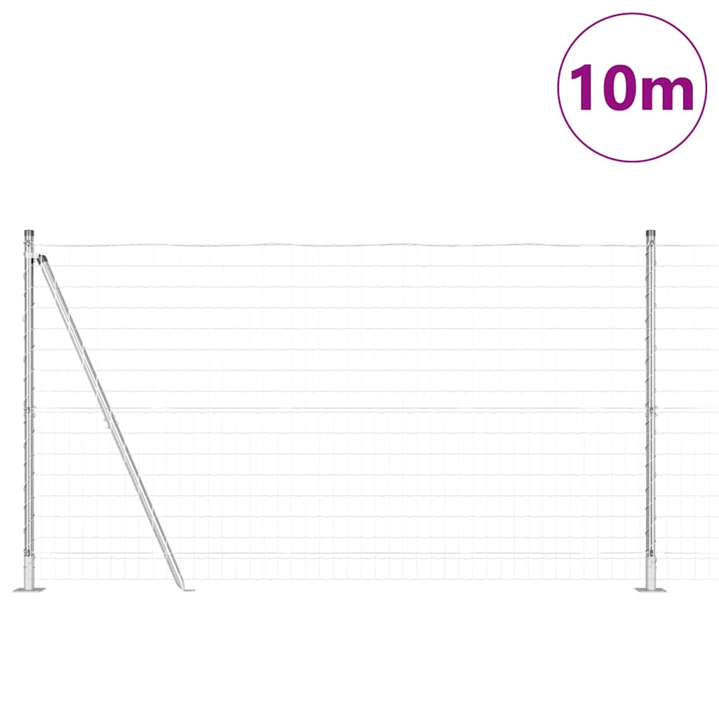Zaun mit Pfosten Silber 1,2 x 10 m Stahl