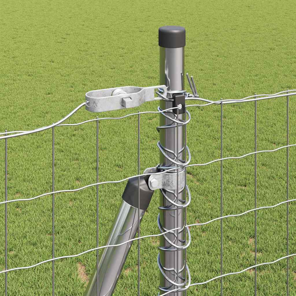 Zaun mit Pfosten Silber 1,4 x 10 m Stahl