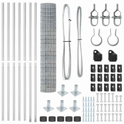Zaun mit Pfosten Silber 1,4 x 10 m Stahl