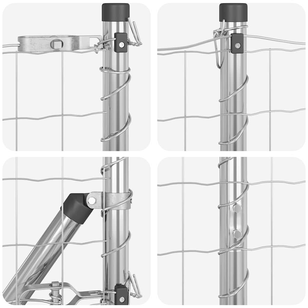 vidaXL Zaun mit Pfosten Silber 1,6 x 10 m Stahl