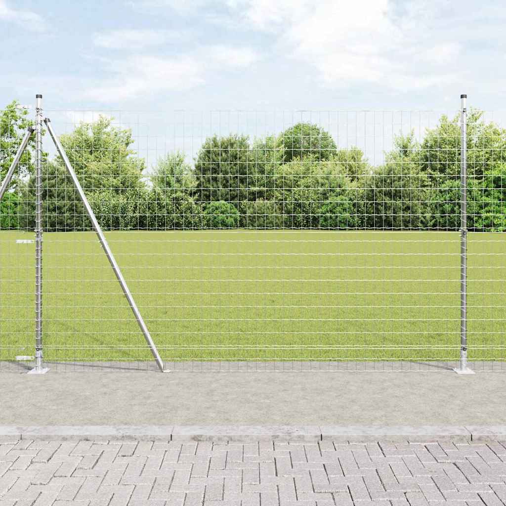 vidaXL Zaun mit Pfosten Silber 1,6 x 10 m Stahl