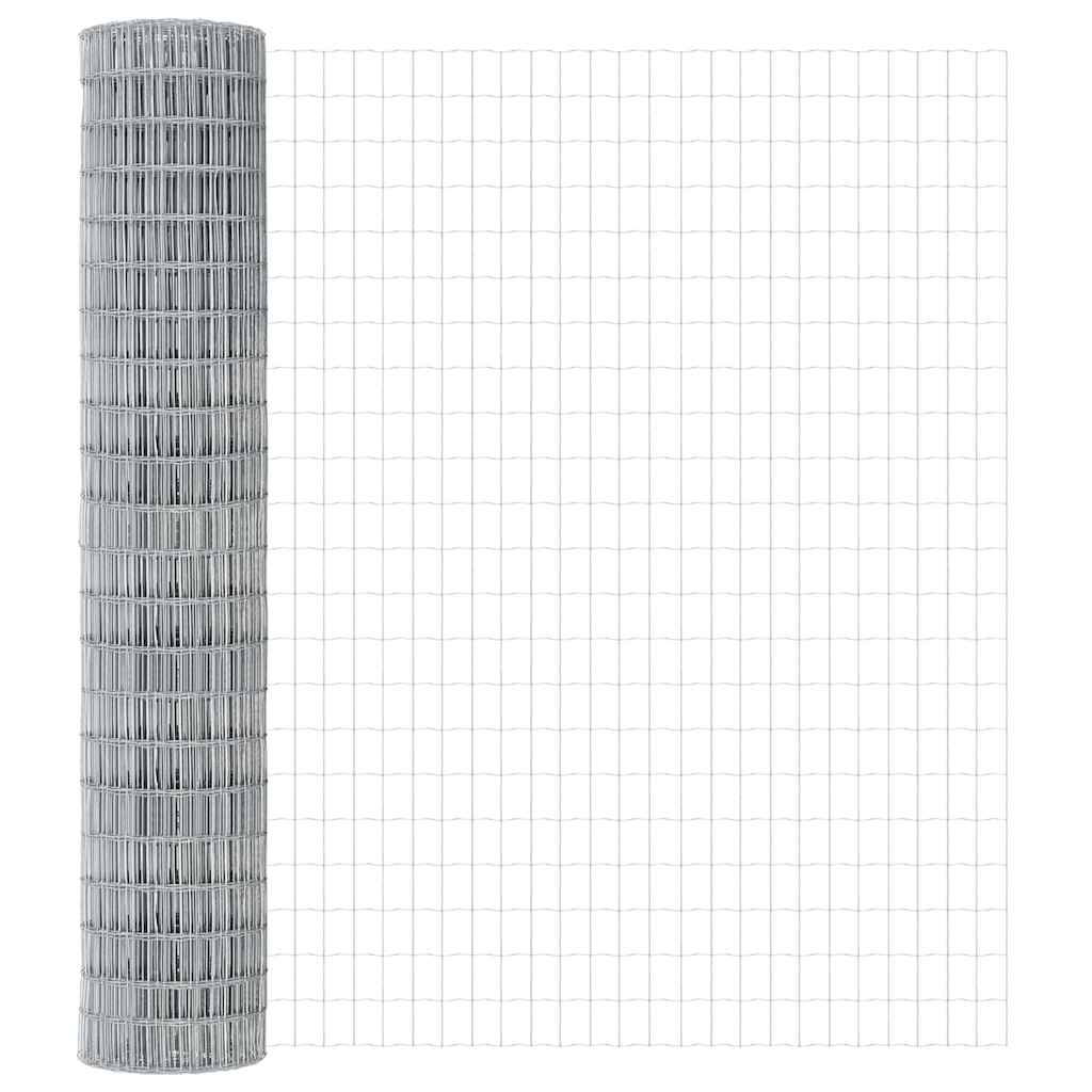 vidaXL Zaun mit Pfosten Silber 1,6 x 10 m Stahl