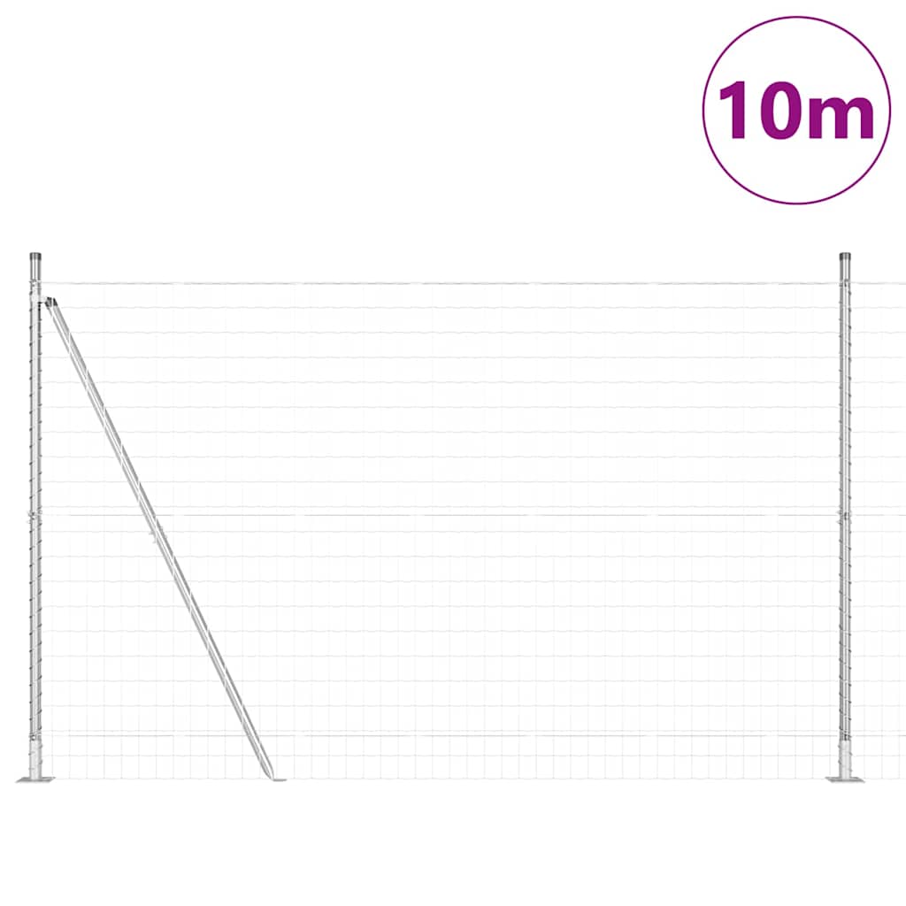 vidaXL Zaun mit Pfosten Silber 1,6 x 10 m Stahl