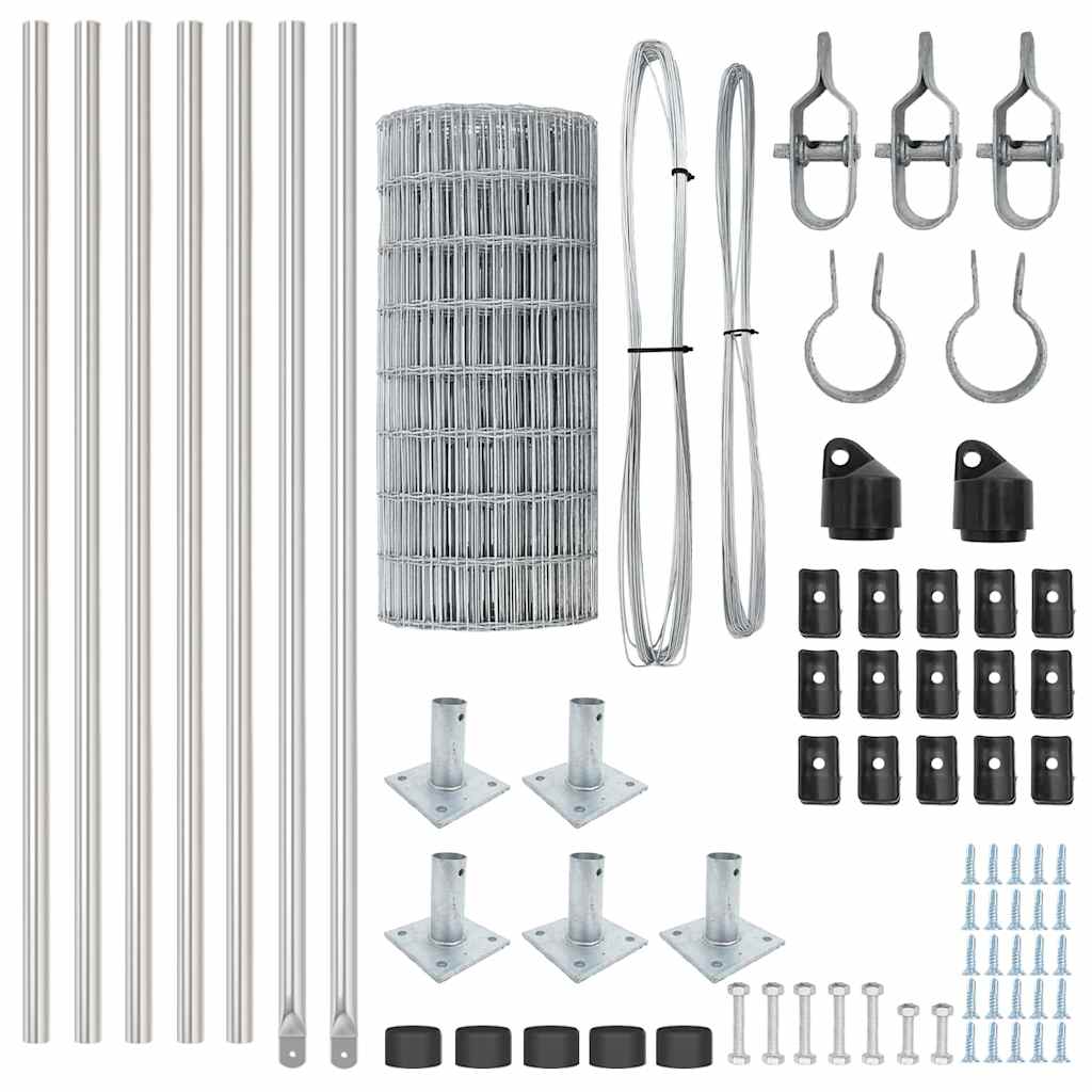 Zaun mit Pfosten Silber 0,4 x 10 m Stahl