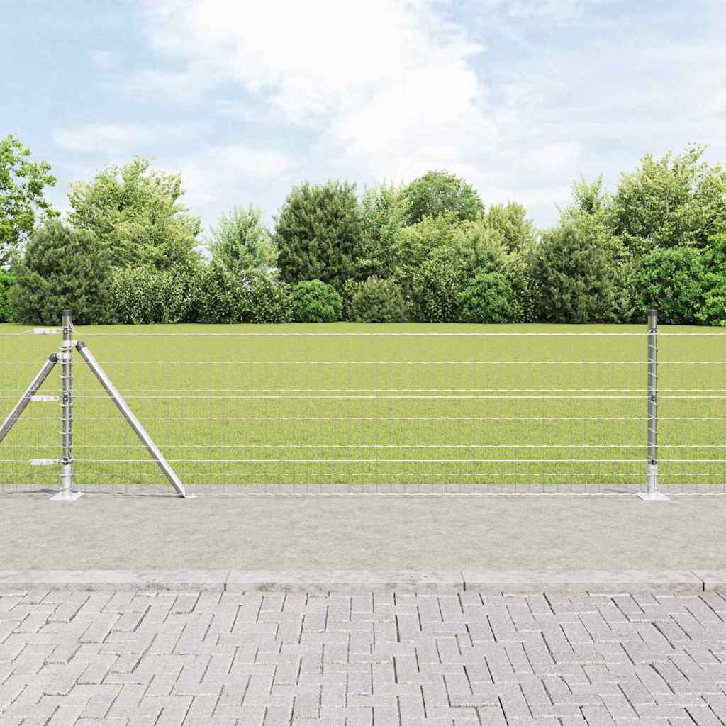 Zaun mit Pfosten Silber 0,6 x 10 m Stahl