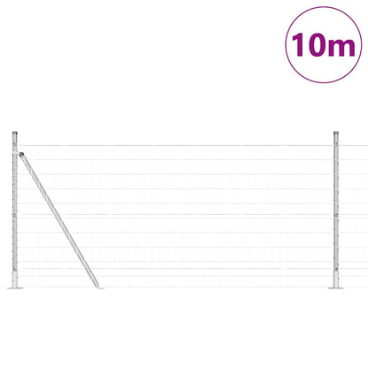 vidaXL Zaun mit Pfosten Silber 0,8 x 10 m Stahl