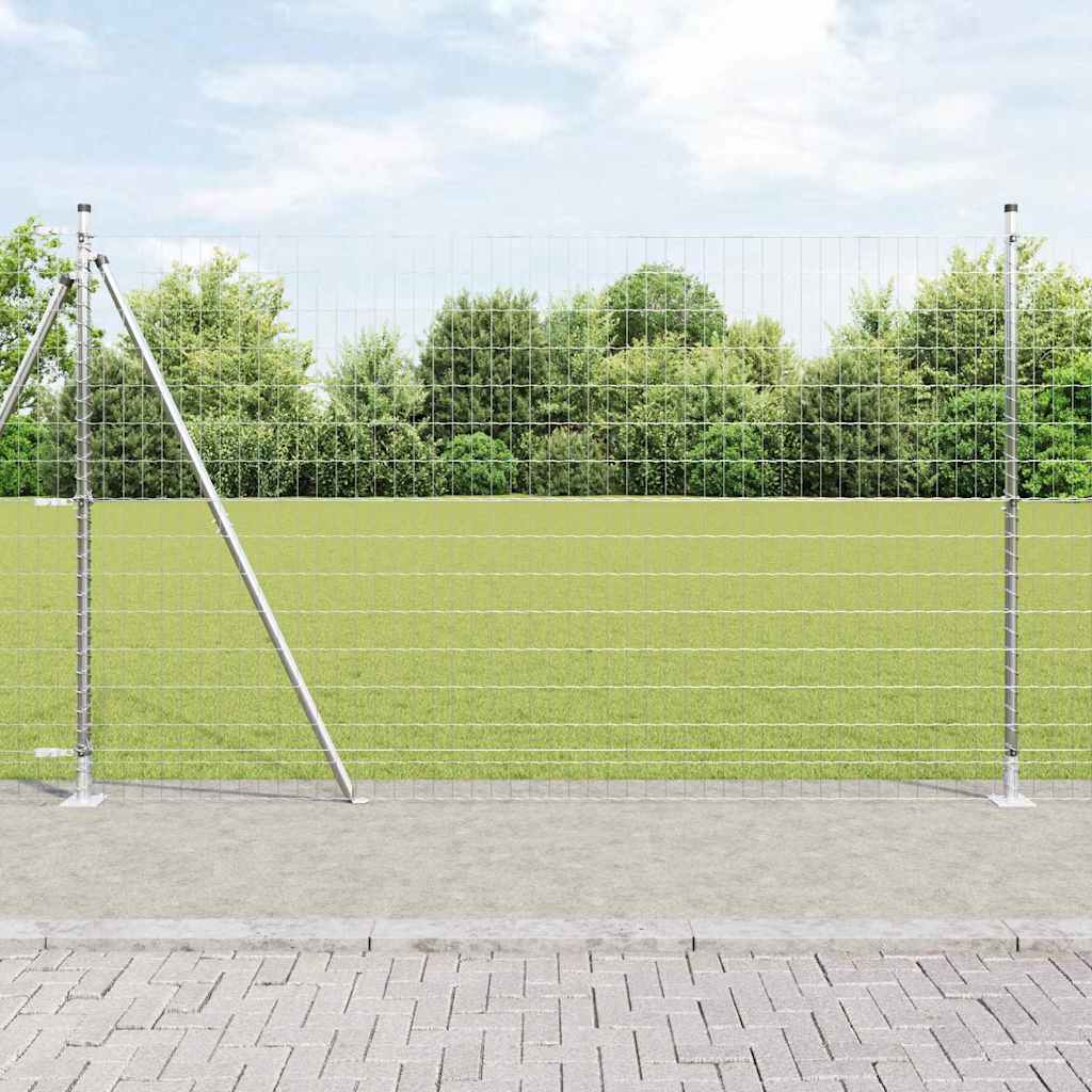 vidaXL Zaun mit Pfosten Silber 1,5 x 10 m Stahl