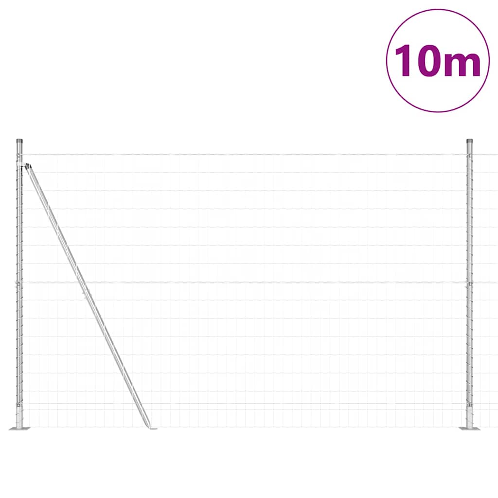 vidaXL Zaun mit Pfosten Silber 1,5 x 10 m Stahl