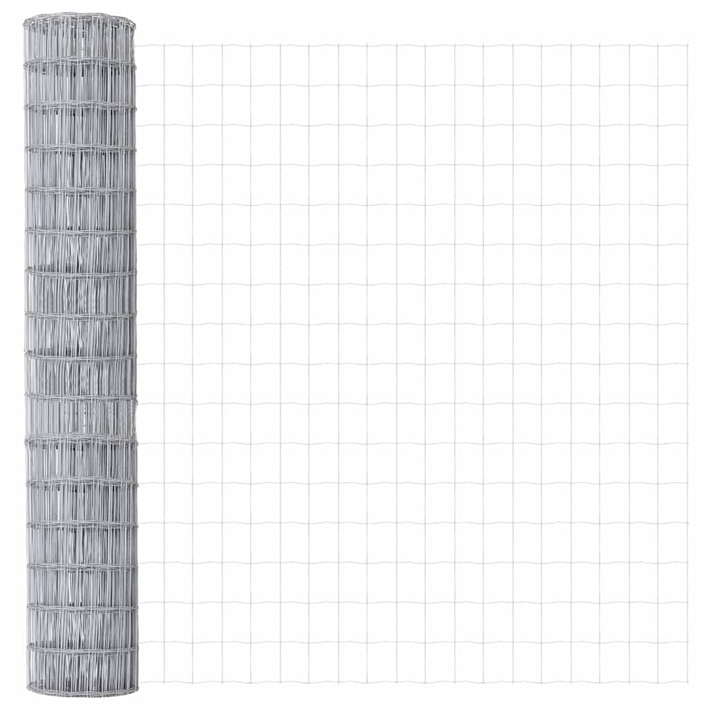 vidaXL Zaun mit Pfosten Silber 1,4 x 10 m Stahl