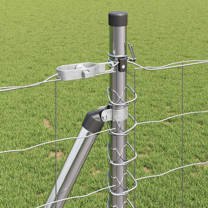 Zaun mit Pfosten Silber 1 x 10 m Stahl