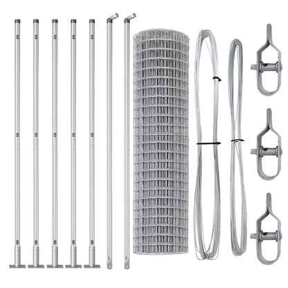 Zaun mit Pfosten Silber 1 x 10 m Stahl