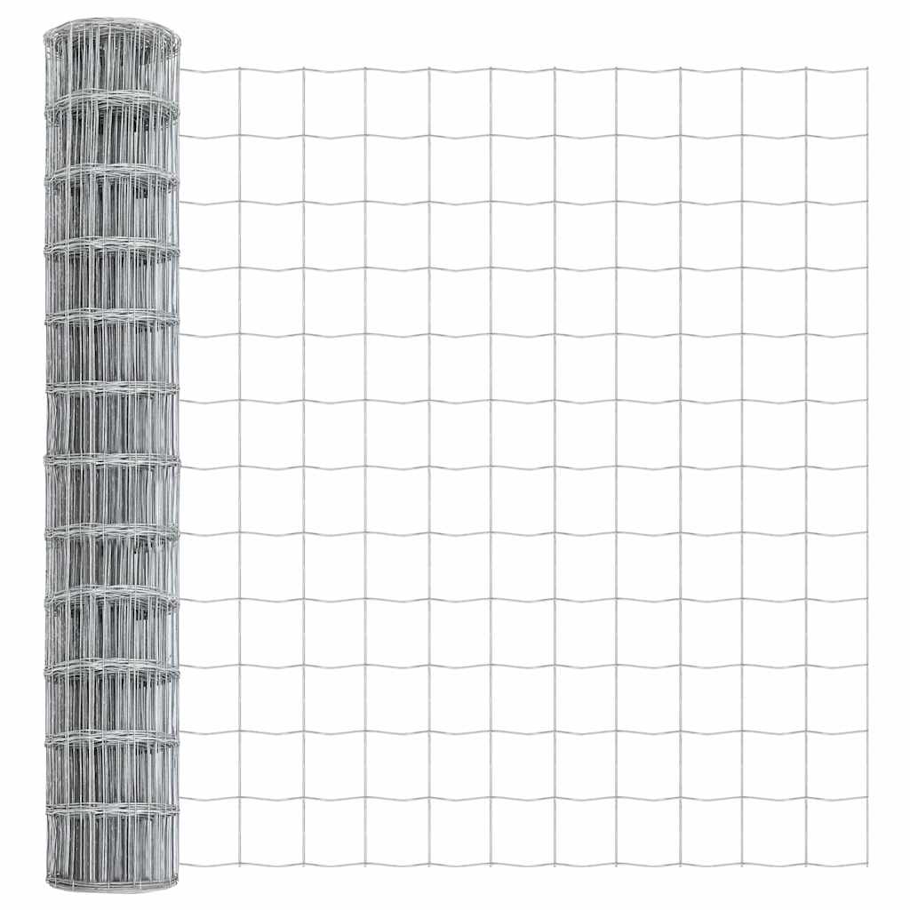 vidaXL Zaun mit Pfosten Silber 1,2 x 10 m Stahl