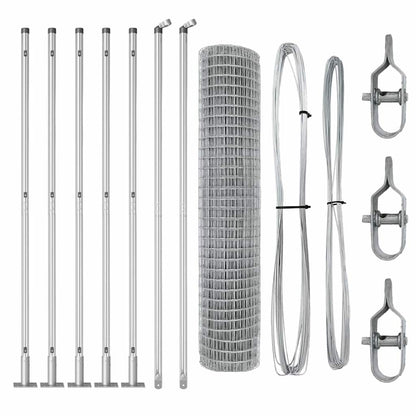 Zaun mit Pfosten Silber 1,4 x 10 m Stahl