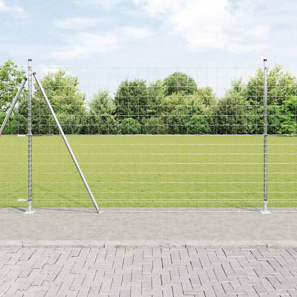 vidaXL Zaun mit Pfosten Silber 1,6 x 10 m Stahl