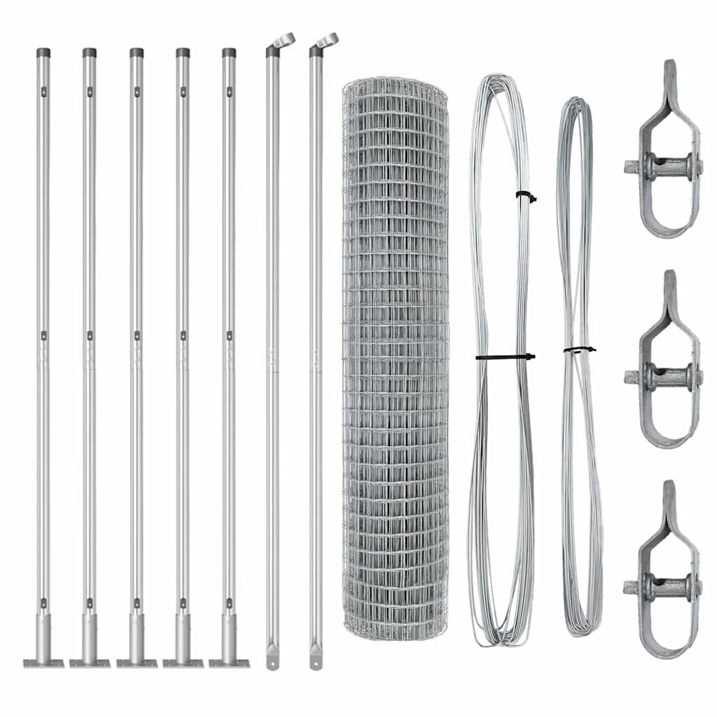 vidaXL Zaun mit Pfosten Silber 1,6 x 10 m Stahl