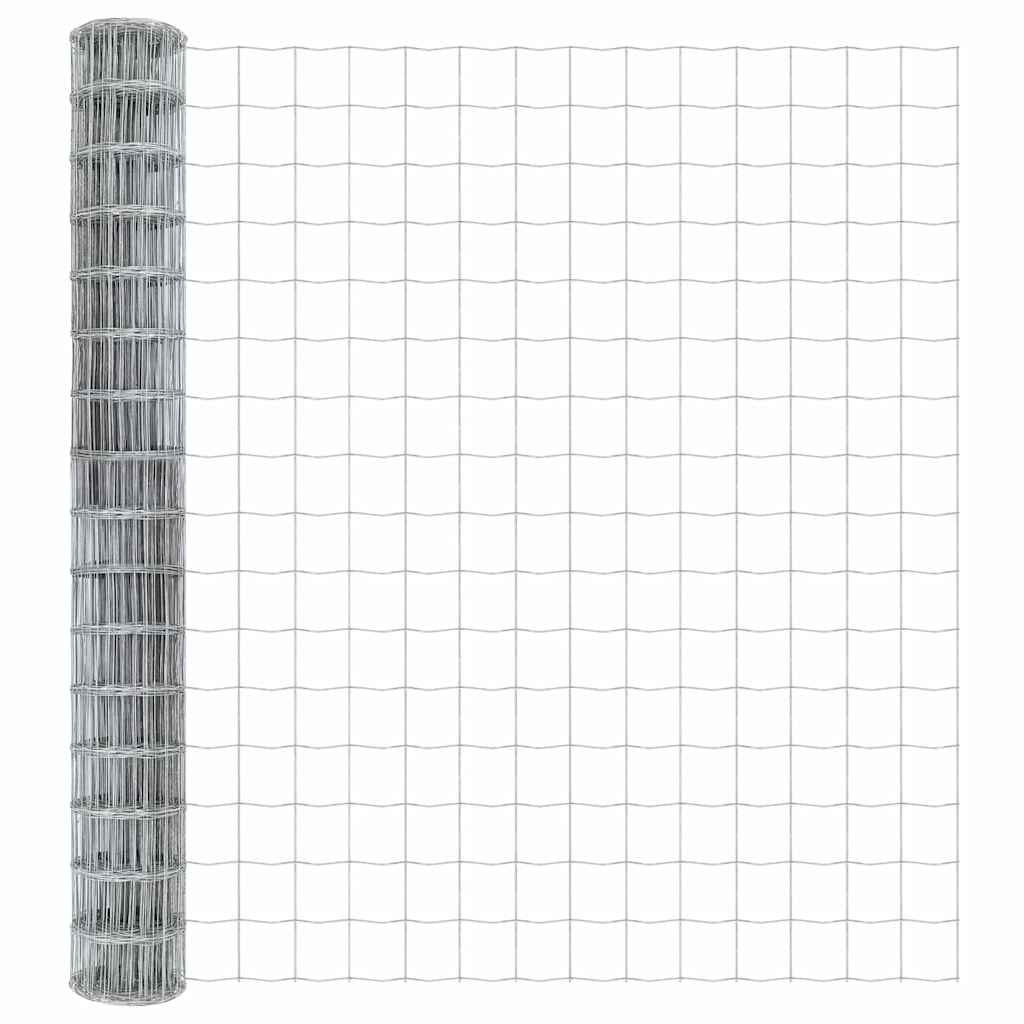 vidaXL Zaun mit Pfosten Silber 1,6 x 10 m Stahl