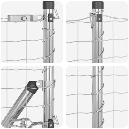 vidaXL Zaun mit Pfosten Silber 0,6 x 25 m Stahl